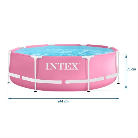 Basen stelażowy okrągły dla dzieci 244x76 cm różowy INTEX 28290 INTEX