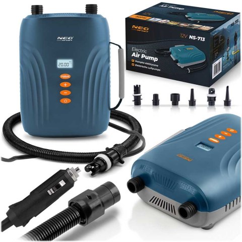 Pompka elektryczna do materaca pontonu SUPa + 6 przejściówek 12V Neo-Sport NS-713