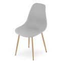 Zestaw Stół TESSA 120cm x 60cm - dąb / białe nogi + 4 krzesła WAT szare / nogi naturalne