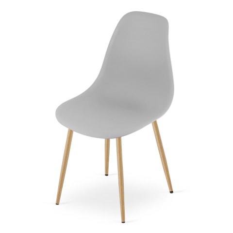 Zestaw Stół TESSA 120cm x 60cm - dąb / białe nogi + 4 krzesła WAT szare / nogi naturalne