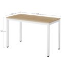 Zestaw Stół TESSA 120cm x 60cm - dąb / białe nogi + 4 krzesła WAT szare / nogi naturalne