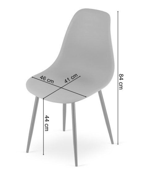 Zestaw Stół TESSA 120cm x 60cm - dąb / białe nogi + 4 krzesła WAT szare / nogi naturalne