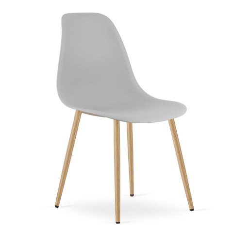Zestaw Stół TODI Okrągły 60cm - biały + 2 krzesła WAT szare / nogi naturalne
