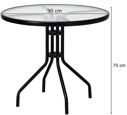 Stół okrągły ISLAND 90cm + 4x Krzesło SOFIA ciemny szary