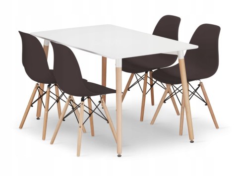 Zestaw stół prostokątny ADRIA 120x80cm biały + 4 krzesła OSAKA kawowe