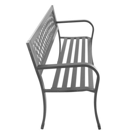 Ażurowa ławka ogrodowa z oparciem parkowa na taras balkon metalowa konstrukcja grafitowa LONGWELL INDUSTRIAL LTD