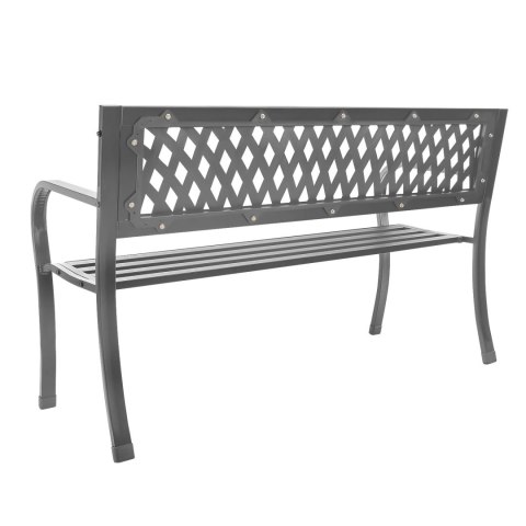 Ażurowa ławka ogrodowa z oparciem parkowa na taras balkon metalowa konstrukcja grafitowa LONGWELL INDUSTRIAL LTD