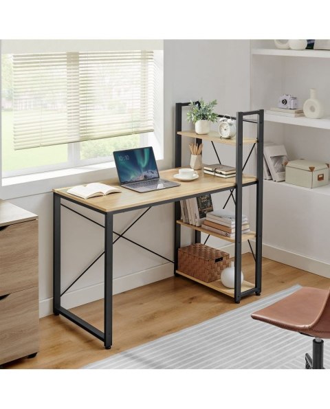 Biurko komputerowe regał z półkami regulowane nóżki dąb sonoma LEOBERT