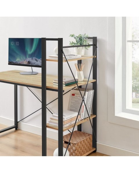 Biurko komputerowe regał z półkami regulowane nóżki dąb sonoma LEOBERT