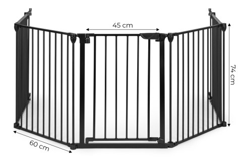 Bramka kojec barierka ochronna dla dzieci i zwierząt 5 paneli 60 cm metal czarny ECOTOYS ECOTOYS