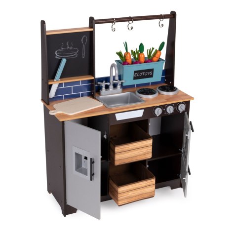 Duża drewniana kuchnia dla dzieci z warzywniakiem i akcesoriami ECOTOYS ECOTOYS