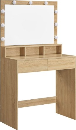 Duża toaletka kosmetyczna lustro oświetlenie LED szuflady dąb sonoma LEOBERT