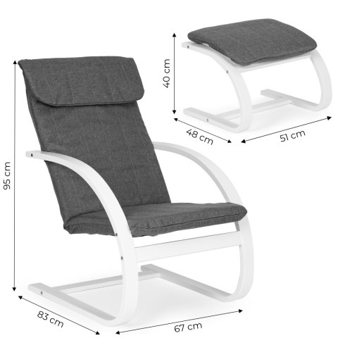 Fotel fiński bujany z podnóżkiem finka leżanka do salonu ModernHome ModernHome