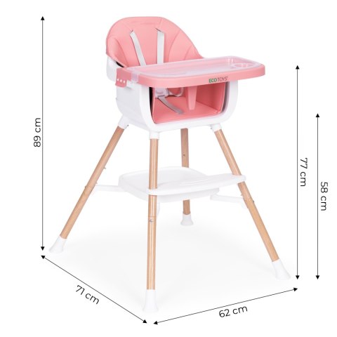 Fotelik krzesełko do karmienia dzieci 2w1 różowy ECOTOYS ECOTOYS
