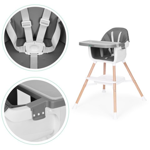Fotelik krzesełko do karmienia dzieci 2w1 szary ECOTOYS ECOTOYS