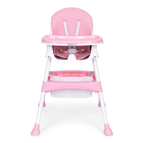 Fotelik krzesełko do karmienia dzieci tacka kosz 5-punktowe pasy różowy ECOTOYS ECOTOYS