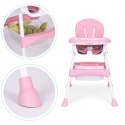 Fotelik krzesełko do karmienia dzieci tacka kosz 5-punktowe pasy różowy ECOTOYS ECOTOYS
