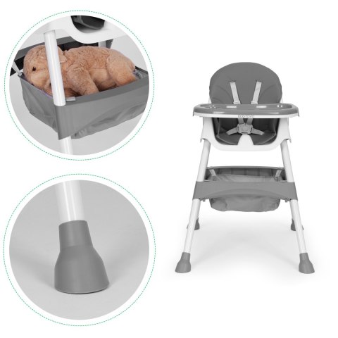 Fotelik krzesełko do karmienia dzieci tacka kosz 5-punktowe pasy szary ECOTOYS ECOTOYS