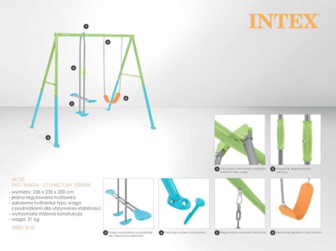 Huśtawka ogrodowa podwójna plac zabaw dla dzieci szybowiec INTEX 44120 INTEX