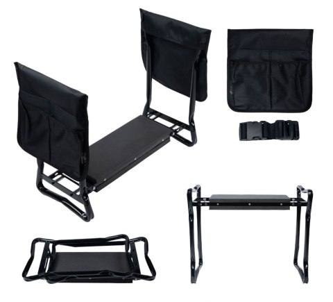 Klęcznik stołek składany do pracy w ogrodzie pas narzędziowy 2 przyborniki LONGWELL INDUSTRIAL LTD