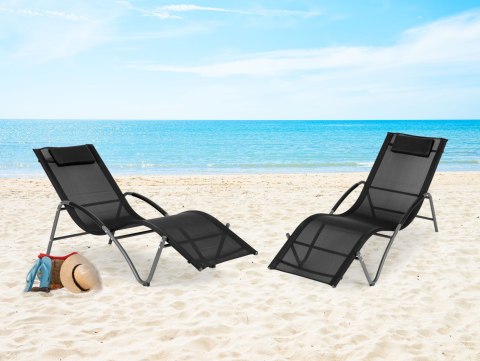 Leżak ogrodowy leżanka zagłówek stalowa konstrukcja czarny MultiGarden MultiGarden