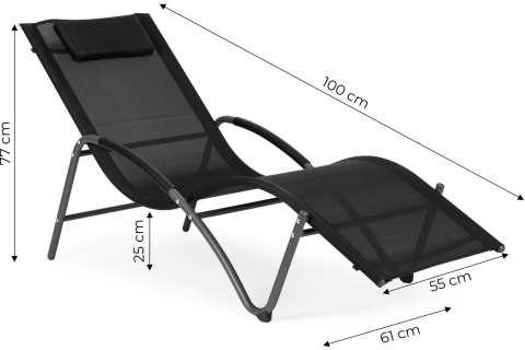 Leżak ogrodowy leżanka zagłówek stalowa konstrukcja czarny MultiGarden MultiGarden