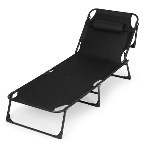 Leżak ogrodowy wędkarski leżanka składana z poduszką czarny MultiGarden MultiGarden