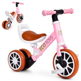 Rowerek trójkołowy biegowy z pedałami 2w1 różowy ECOTOYS ECOTOYS