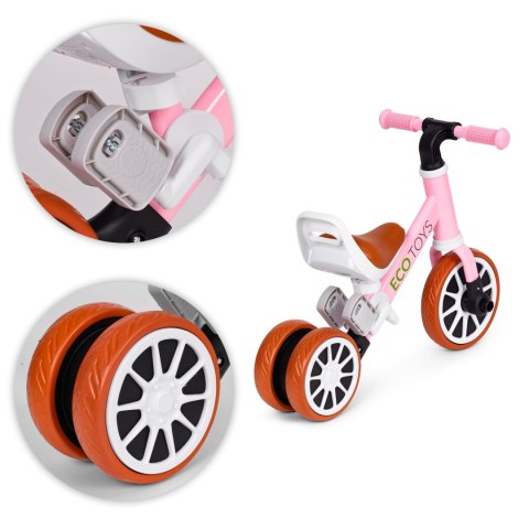 Rowerek trójkołowy biegowy z pedałami 2w1 różowy ECOTOYS ECOTOYS