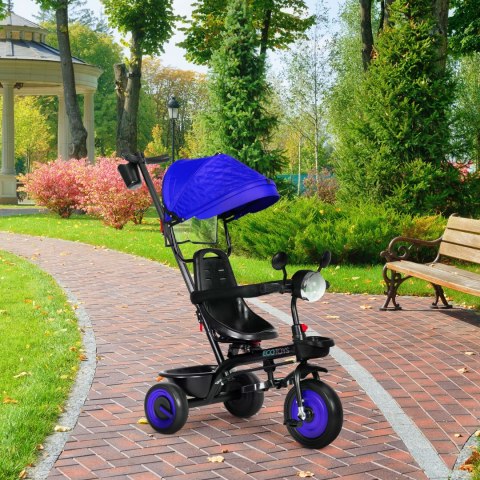 Rowerek trójkołowy dla dzieci spacerówka 3w1 obracane siedzisko daszek niebieski ECOTOYS ECOTOYS