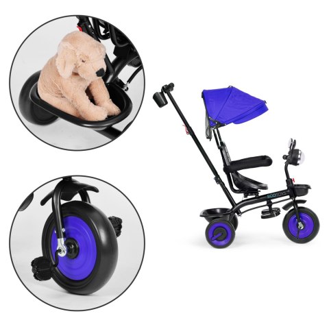 Rowerek trójkołowy dla dzieci spacerówka 3w1 obracane siedzisko daszek niebieski ECOTOYS ECOTOYS