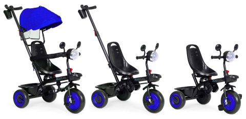 Rowerek trójkołowy dla dzieci spacerówka 3w1 obracane siedzisko daszek niebieski ECOTOYS ECOTOYS
