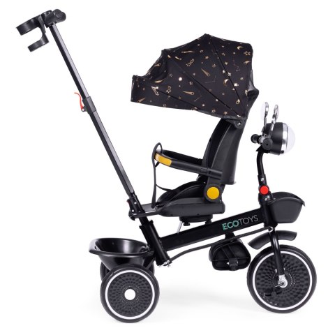 Rowerek trójkołowy dla dzieci spacerówka obracane siedzisko pchacz czarny ECOTOYS ECOTOYS