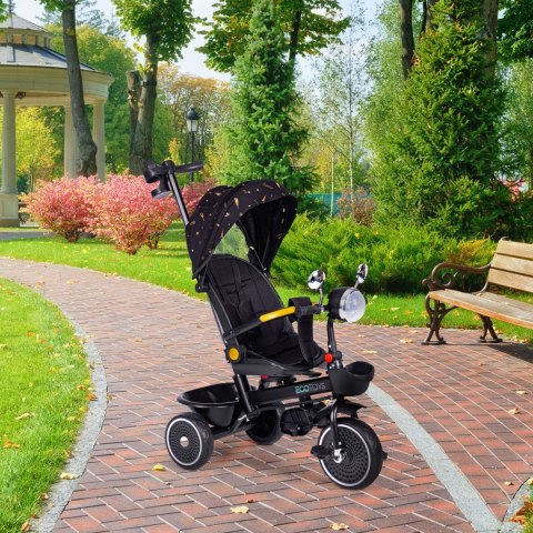 Rowerek trójkołowy dla dzieci spacerówka obracane siedzisko pchacz czarny ECOTOYS ECOTOYS