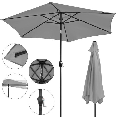Składany parasol ogrodowy balkonowy regulowany 210 cm szary LONGWELL INDUSTRIAL LTD