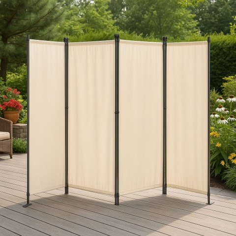 Składany parawan ogrodowy pokojowy 4-panelowy 167x216 cm beżowy MultiGarden MultiGarden