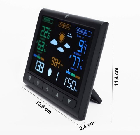 Stacja pogodowa podświetlana bezprzewodowa z czujnikiem zewnętrznym wyświetlacz LCD termometr barometr zegar LONGWELL INDUSTRIAL LTD