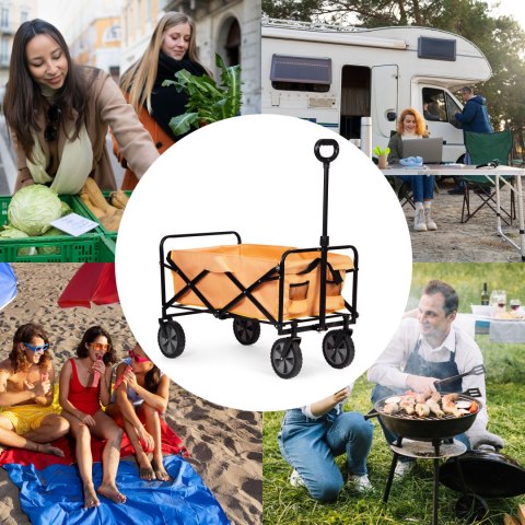 Wózek transportowy składany duży wózek ogrodowy plażowy pomarańczowy 47x105 cm MultiGarden MultiGarden