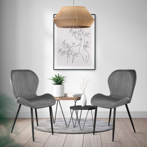 Zestaw 4 krzeseł do salonu jadalni nowoczesne krzesło szary welur ModernHome ModernHome