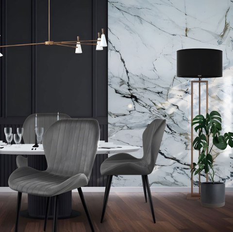 Zestaw 4 krzeseł do salonu jadalni nowoczesne krzesło szary welur ModernHome ModernHome
