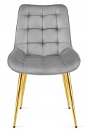 Krzesło BERA - aksamit szary jasny / nogi złote x 1