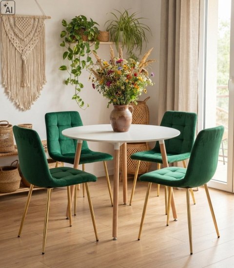 Krzesło KARA - aksamit zieleń / nogi złote x 1