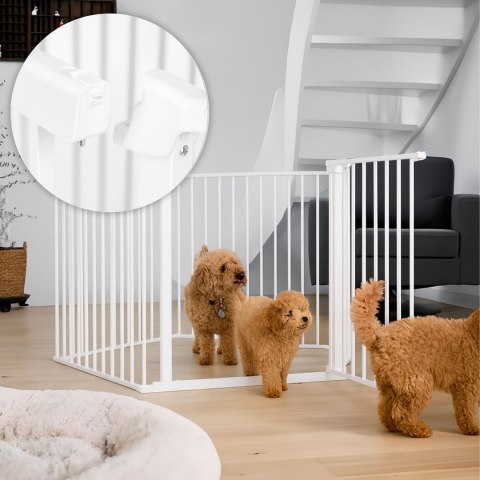 Bramka kojec barierka ochronna dla dzieci i zwierząt 5 paneli 60 cm metal biały ECOTOYS ECOTOYS