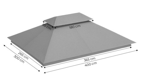 Dach do pawilonu ogrodowego 3x4 m wodoodporne poszycie otwór wentylacyjny szary MultiGarden MultiGarden