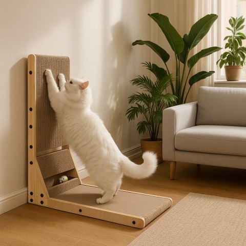 Drapak tekturowy dla kota narożny kartonowy legowisko z zabawką Petsi PETSI