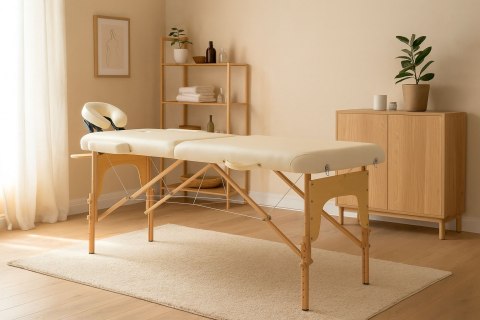 Drewniany stół do masażu i rehabilitacji 2-segmentowy składany w walizkę + torba ModernHome ModernHome