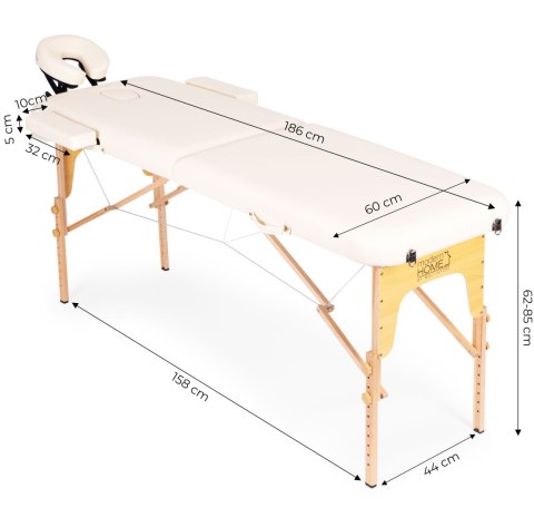Drewniany stół do masażu i rehabilitacji 2-segmentowy składany w walizkę + torba ModernHome ModernHome