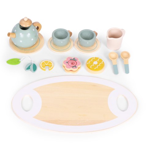 Drewniany zestaw do herbaty dzbanek filiżanki 14 elementów ECOTOYS ECOTOYS