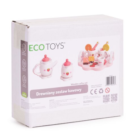 Drewniany zestaw do herbaty dzbanek filiżanki 14 elementów ECOTOYS ECOTOYS