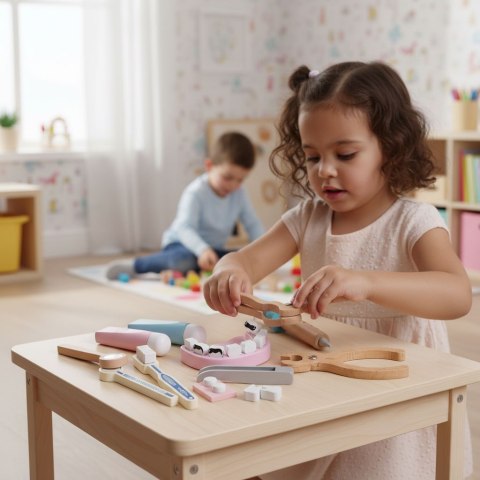 Drewniany zestaw małego lekarza walizka medyczna dla dzieci 34 elementy MULTISTORE